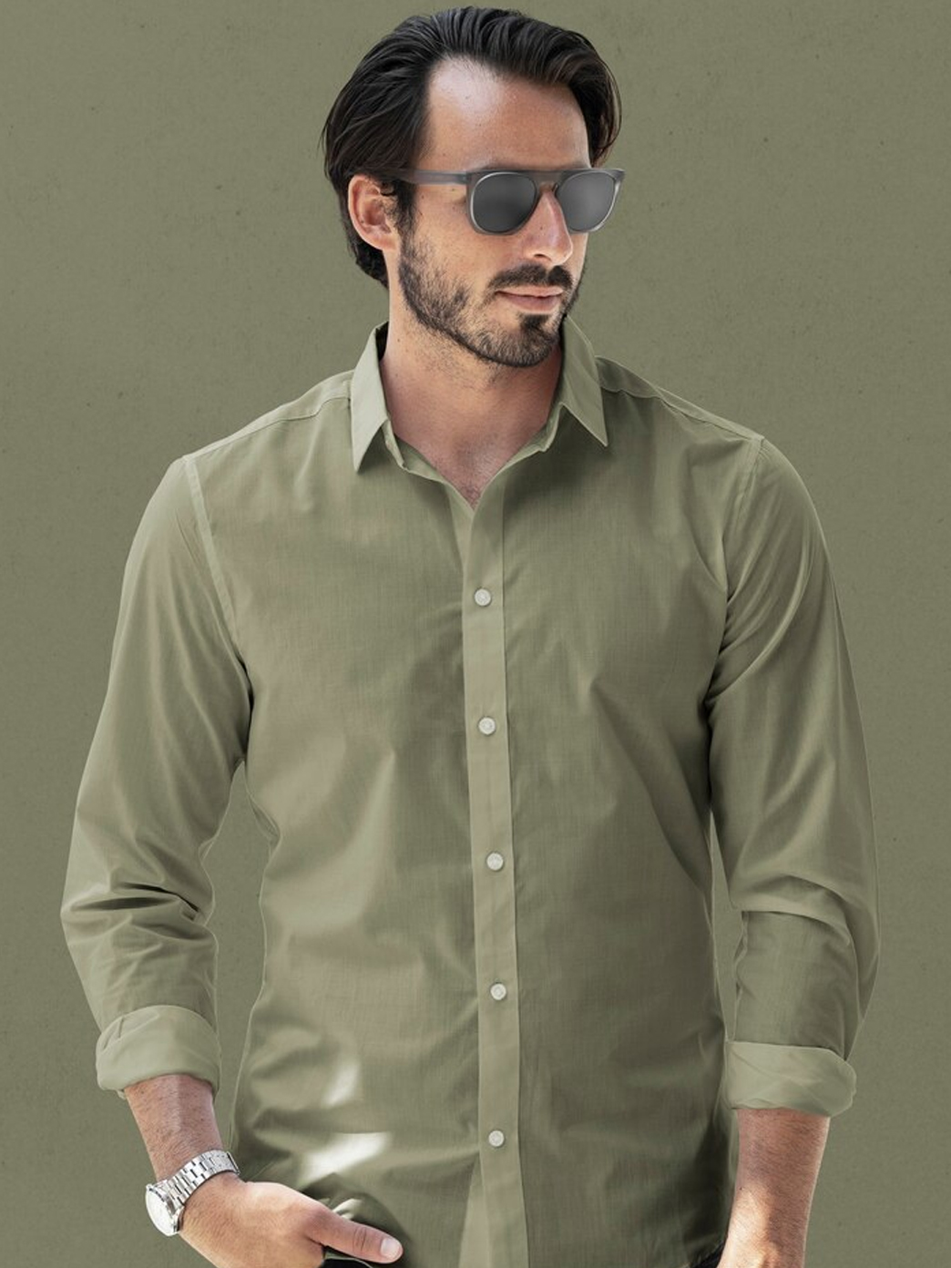 Men Regular Fit Solid Casual Cotton Shirt
