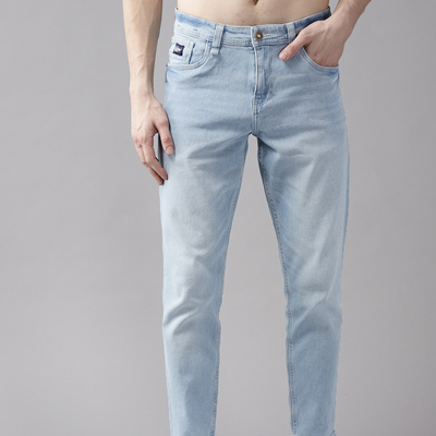 Men Slim Fit Light Wash Denim Jeans